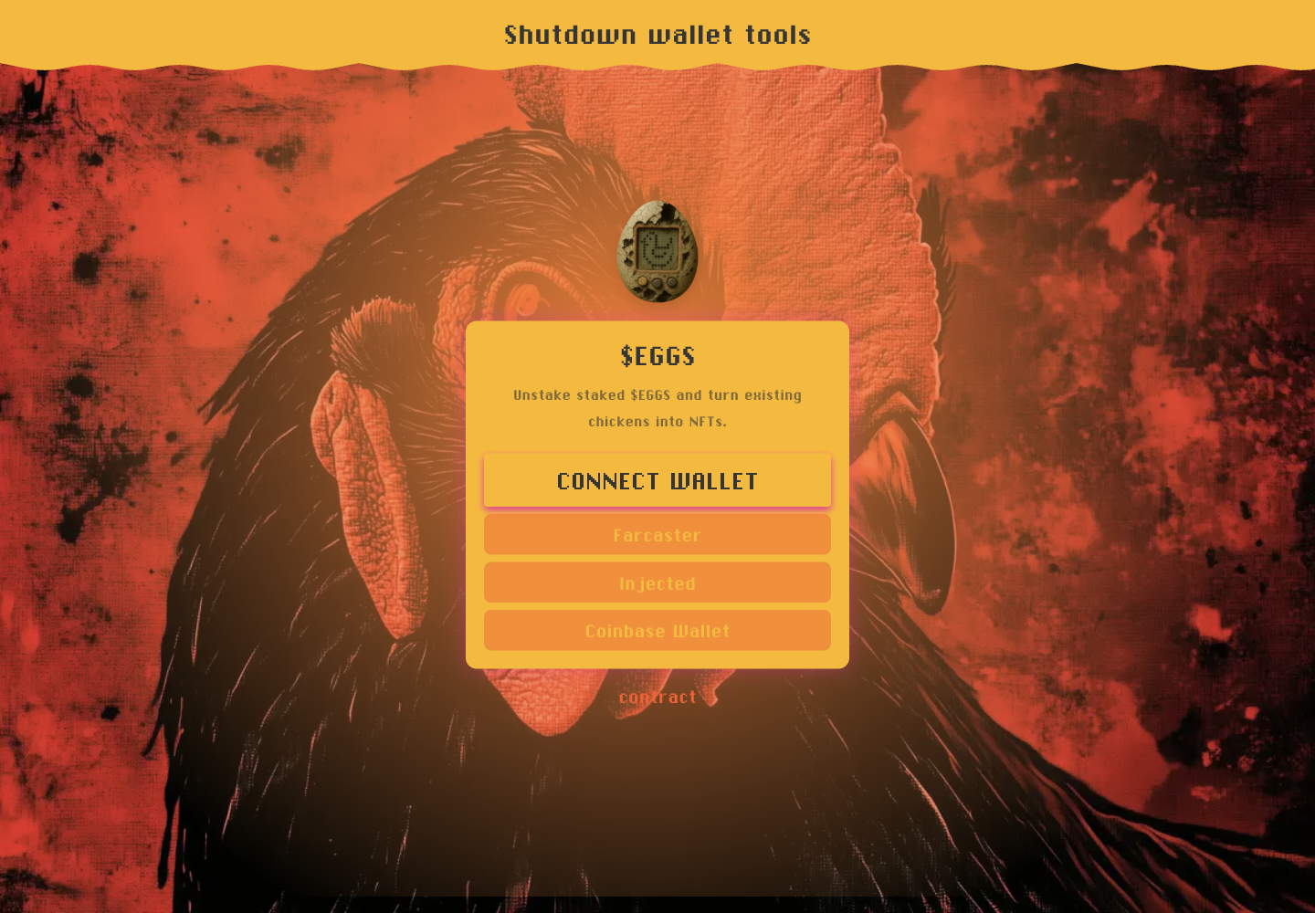 Local Eggs frontend shutdown wallet tools screen