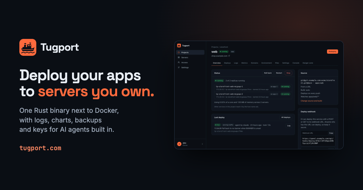 Tugport: deploy your apps to servers you own